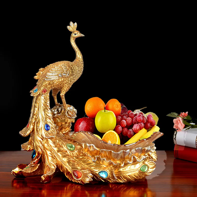 KTV Snack candy tray dry fruit plate dessert plate Resin fruit holder Peacock snacks platters and trays Modern home decoration