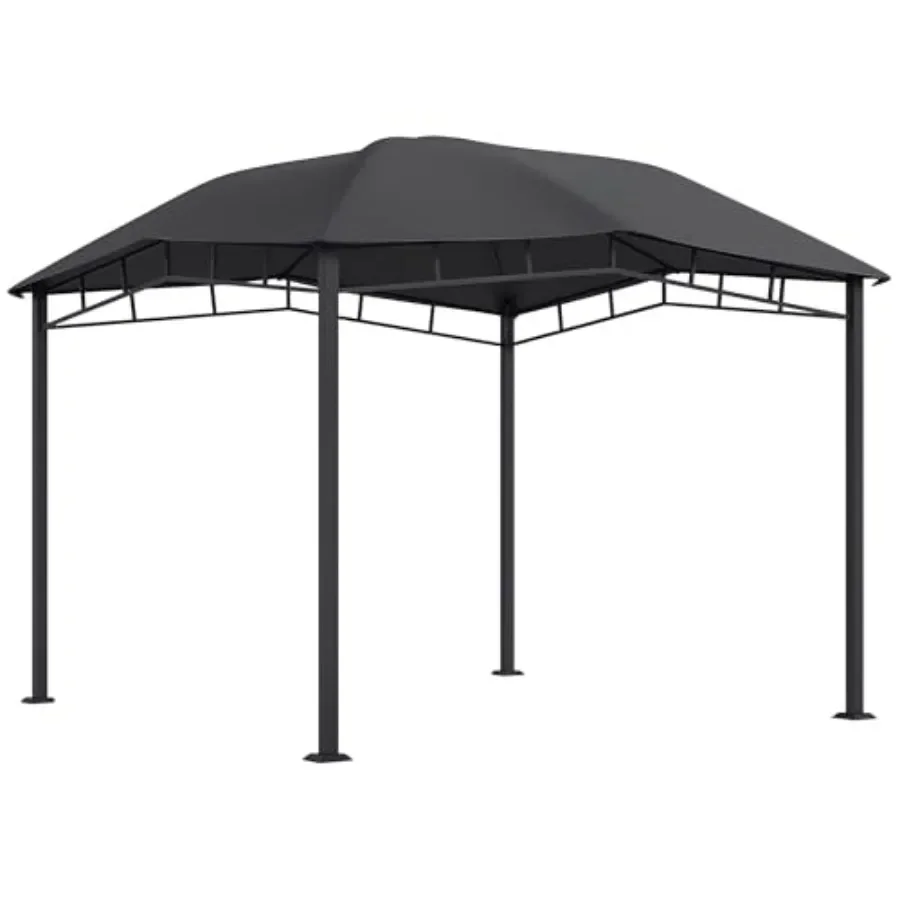 10' x 10' t Top Patio Gazebo Outdoor  with Unique Geometric Design Roof All-Weather Steel Fe Gray