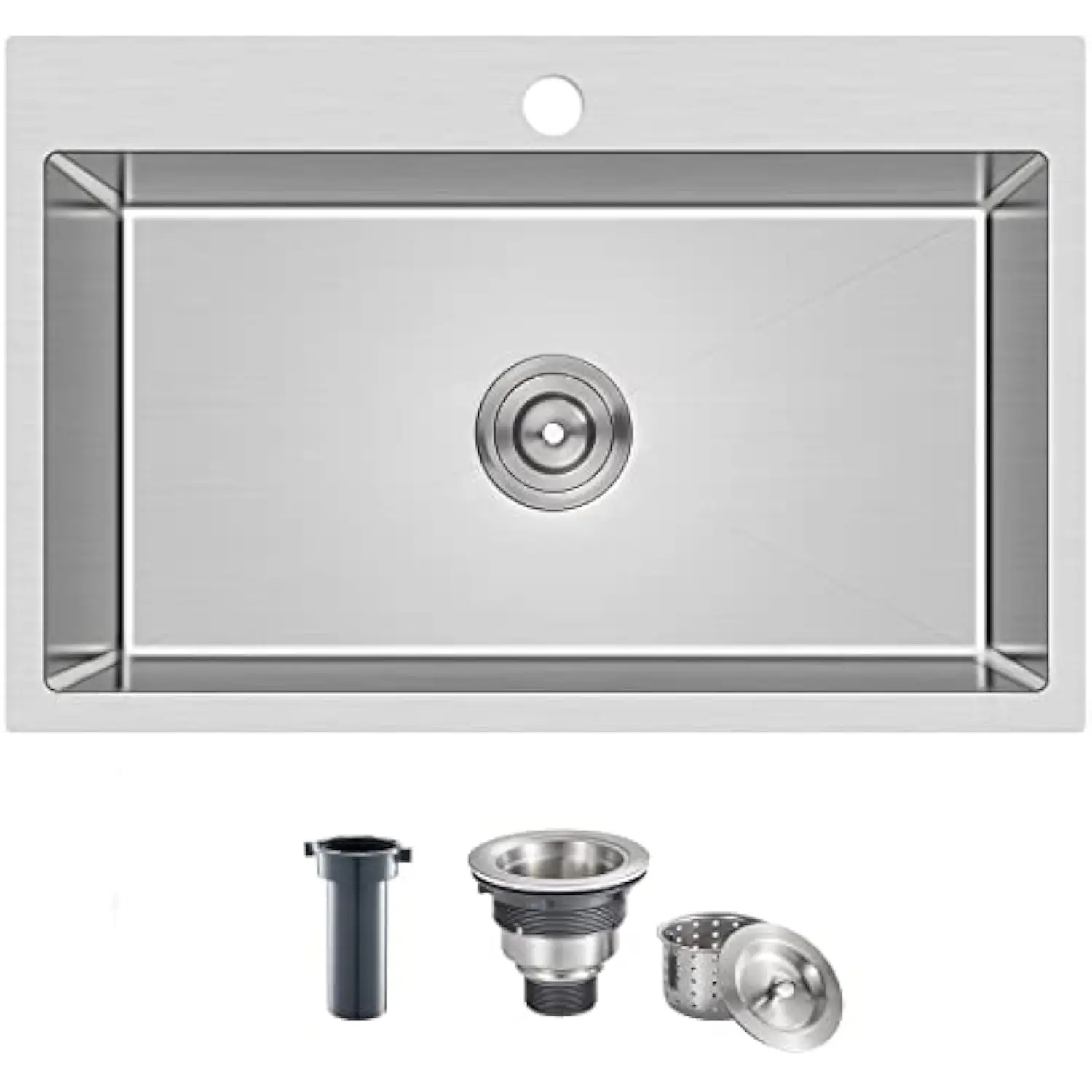 

28 ×18 Inch Drop-In Kitchen Sink Handmade, 304 Stainless Steel Kitchen Sink Single Bowl, 18 Gauge 9 Inches Deep Kitchen Sink t