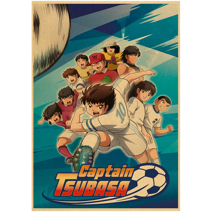 Captain Tsubasa Posters Retro Kraft Paper Vintage Room Home Bar Cafe Decor Aesthetic Art Wall Painting Wall Stickers