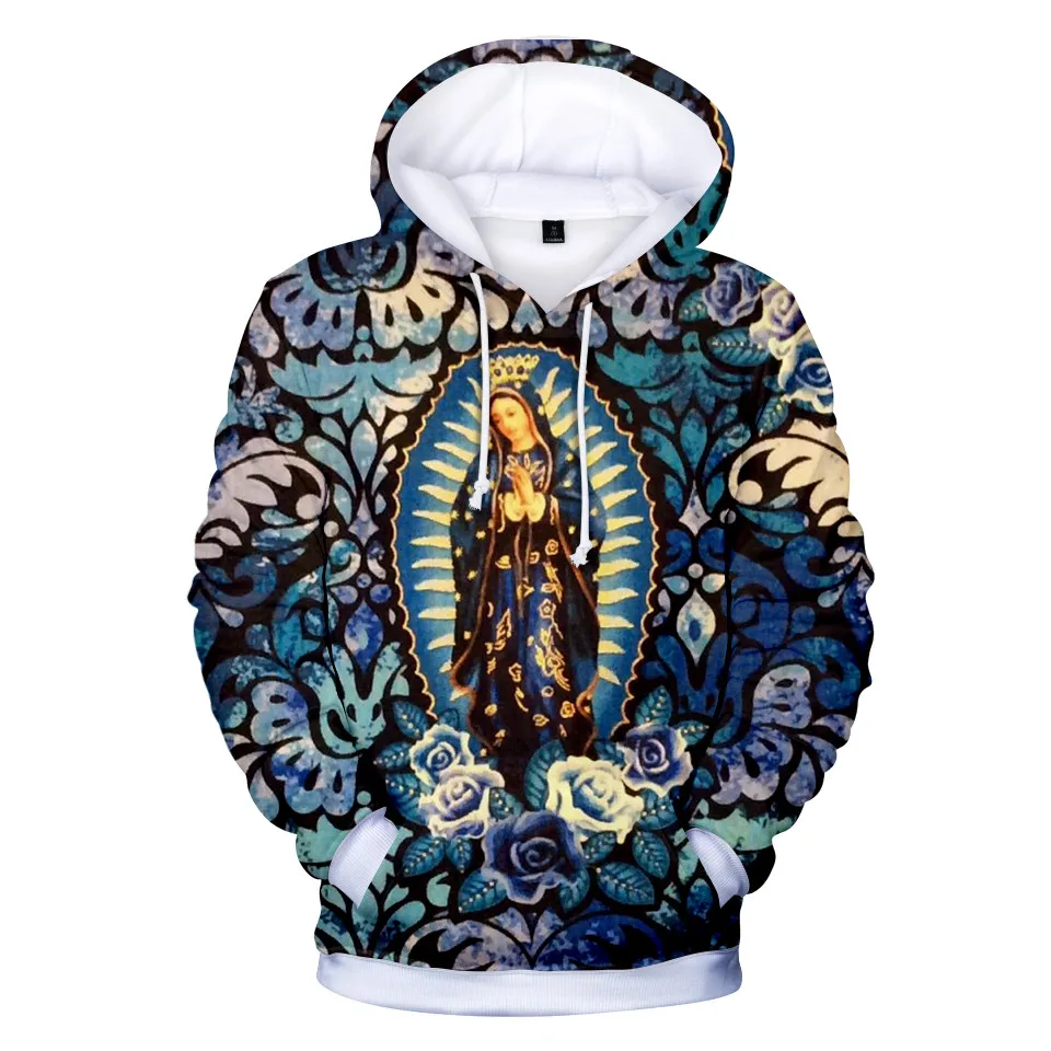 Our Lady Of Guadalupe Tilma Replica Hoodies Men Guadalupe Our Lady Of Guadalupe Marian Apparition Blessed Virgin Mary Sweatshirt