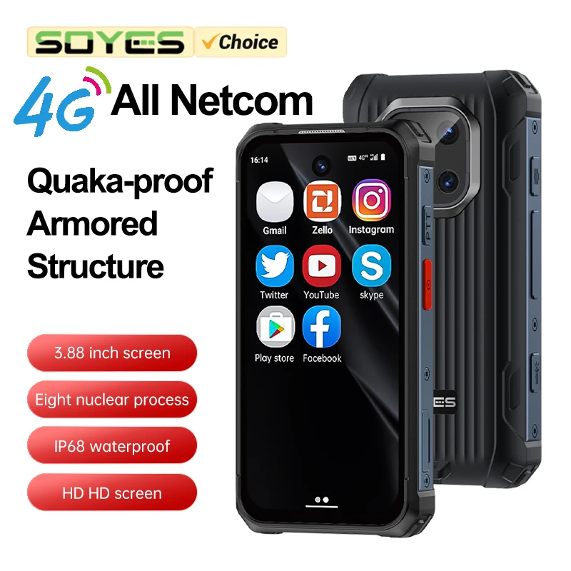 SOYES MAXo 6GB RAM 128GB ROM IP68 Android 12.0 الهاتف الذكي 3000mAh Face ID 4G LTE OTG 3.88 بوصة شاشة متينة رخيصة الهاتف الخليوي