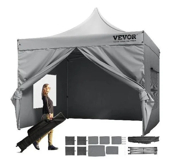 

%a 10x10 FT Pop up Canopy with Removable Sidewalls Portable Gazebo & Wheeled Bag UV Resistant Waterproof Tent for Patio