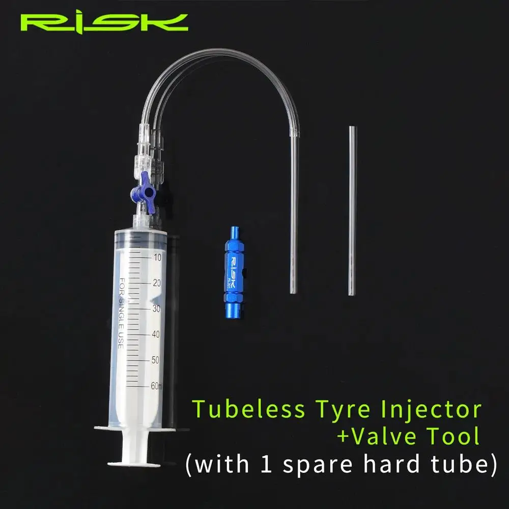 Cycling Bike Bicycle Tubeless Tyre Sealant Injector Injection and Syringe Schrader Presta Valve Core Removal Tool