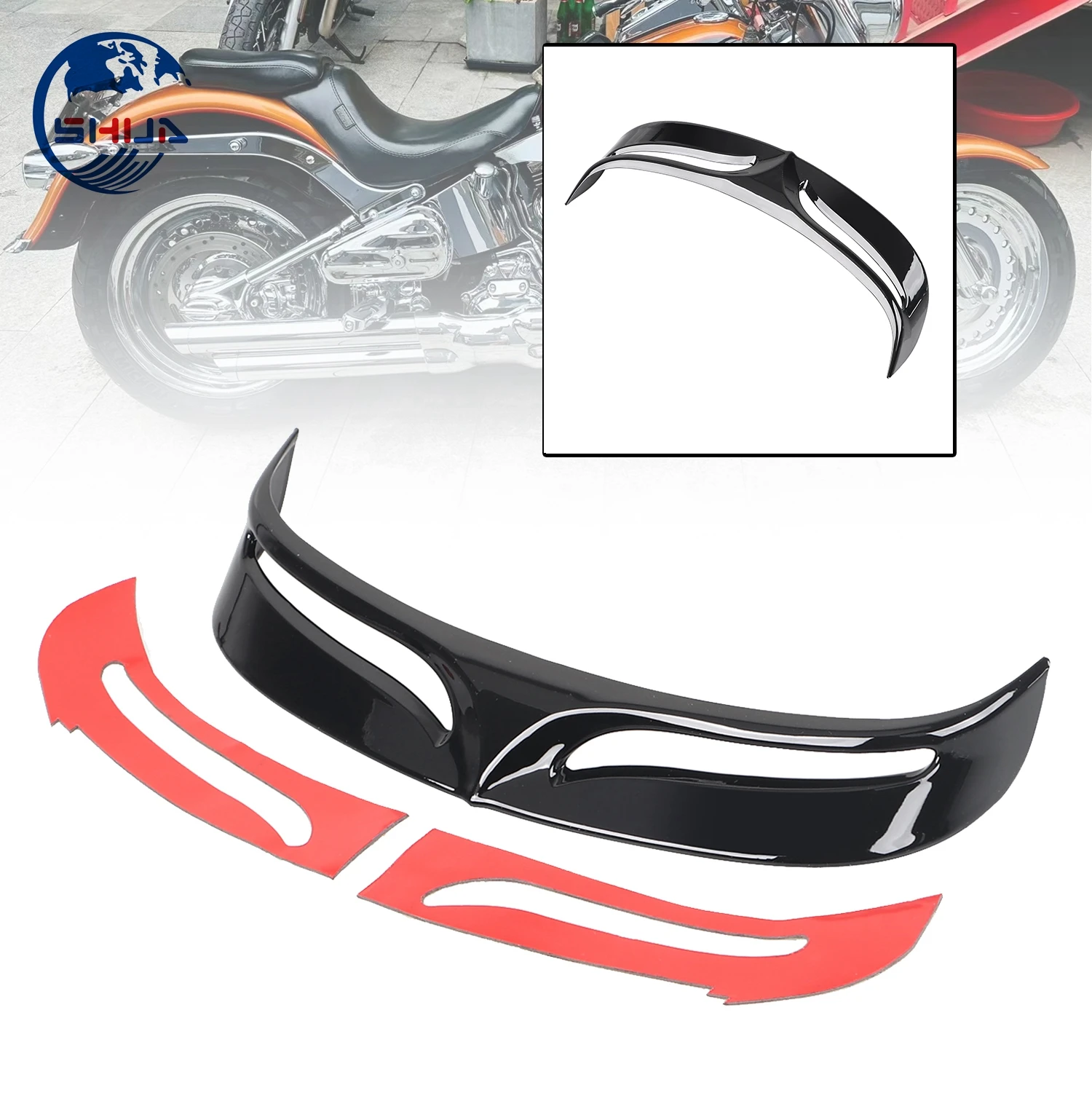 Motorcycle Accessories Black Rear Mud Flap Trailing Edge Cover Fender Trim ABS Tip For Harley 2007-2016 FLSTF Softail Fatboy