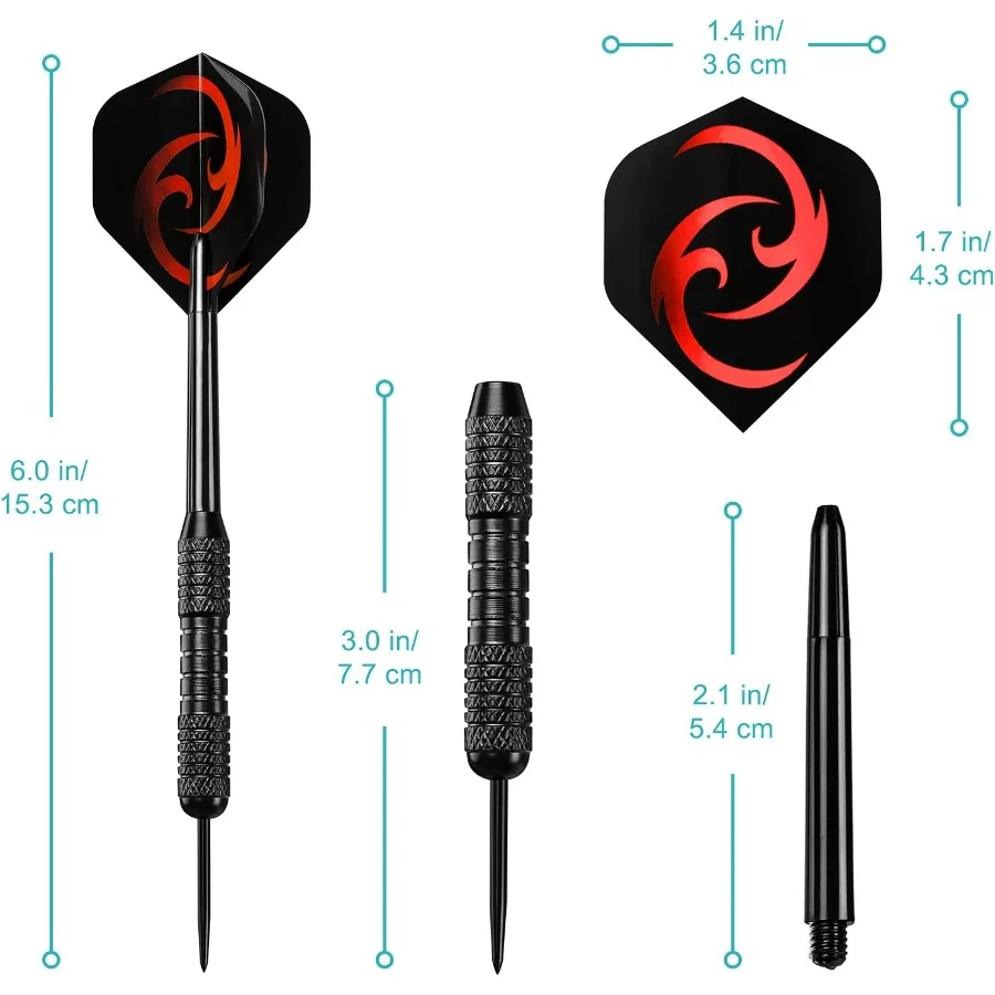 Accmor 12 Pack Steel Tip Darts 24G Professional Metal Darts Set for Dartboard Game Night Bar Home and Competitive Play with Hig