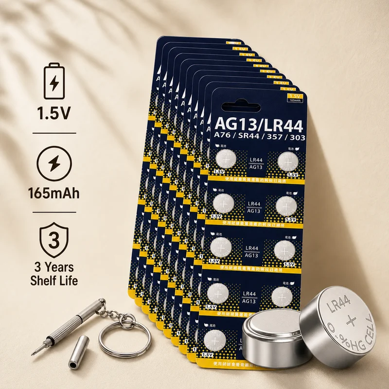 Alkaline Button Cell Battery LR44 AG13 A76 357A 1.55V Coin Cell SR44SW L1154 SP76 357 303 For Watches Toys