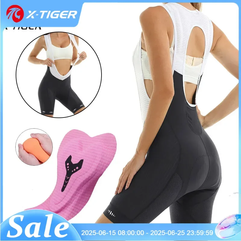 

Велосипедные шорты X-Tiger женские, облегающие трико с подкладкой для горных велосипедов UPF 50 +, шорты-комбинезоны последнего поколения