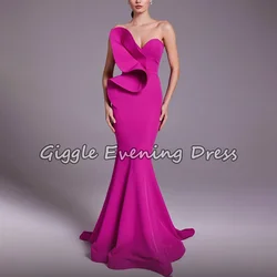 Giggle Crepe Mermaid Elegance Pleating Prom Gown Saudi Arab Strapless Floor-Length Evening Fashion Party Dresses for Women 2024