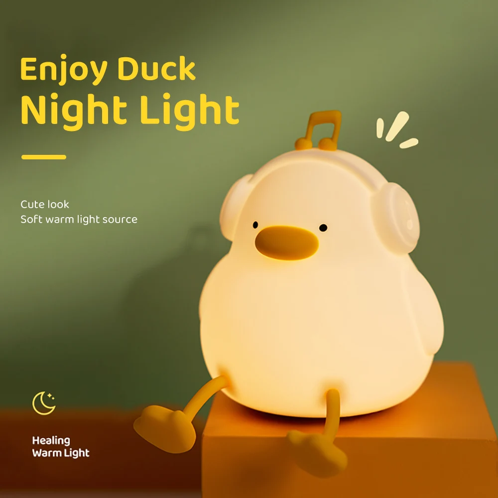 Veilleuse LED en silicone pour enfants, résine mignonne, animaux de dessin animé, lampe pour enfants, capteur tactile, synchronisation, aste par USB, cadeaux d'anniversaire