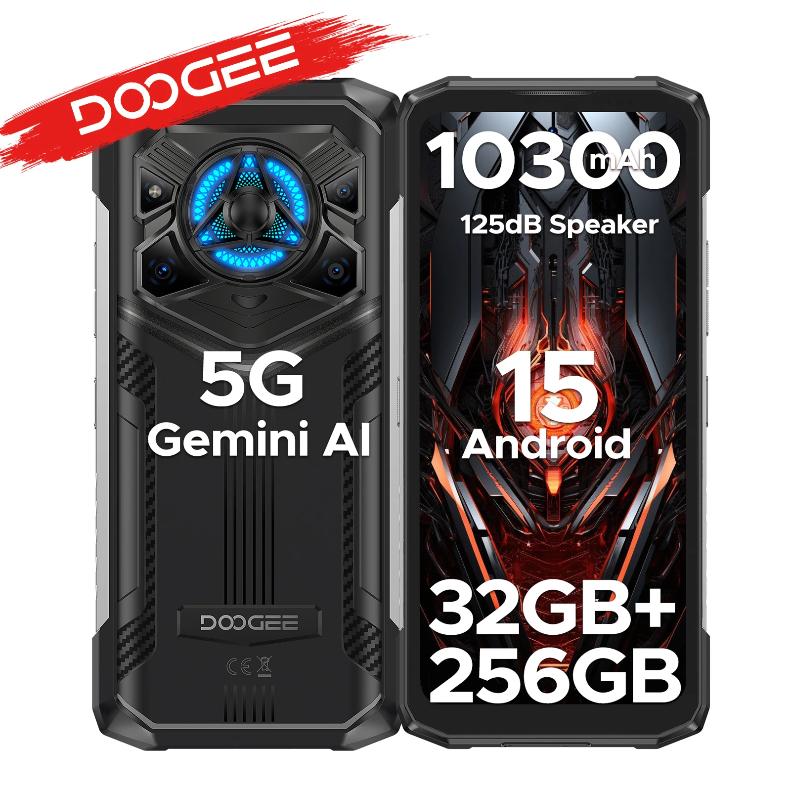 Téléphone robuste DOOGEE Blade20 Play 5G AI Android 15 Gemini Al batterie 10300 mAh écran 6,6'' appareil photo AI version mondia