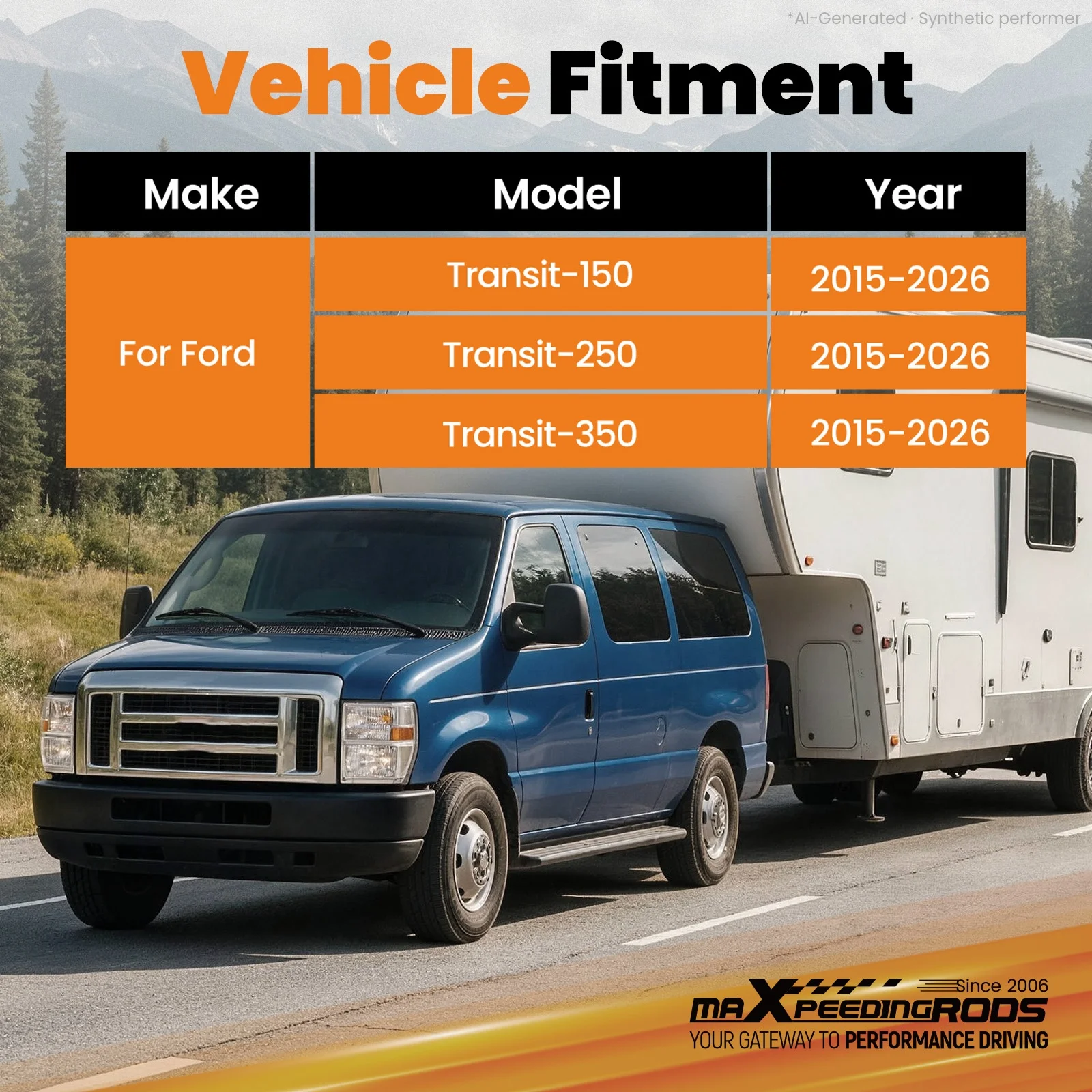 Trailer Towing Hitch Class IV, 2'' Receiver for Ford Transit 150 250 350 15-26