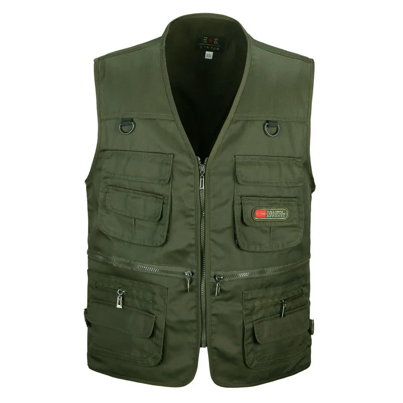 Men's Outdoor Multi Pocket Functional Vest Photography Fishing Travel Vest with Zipper Summer Work Waistcoat