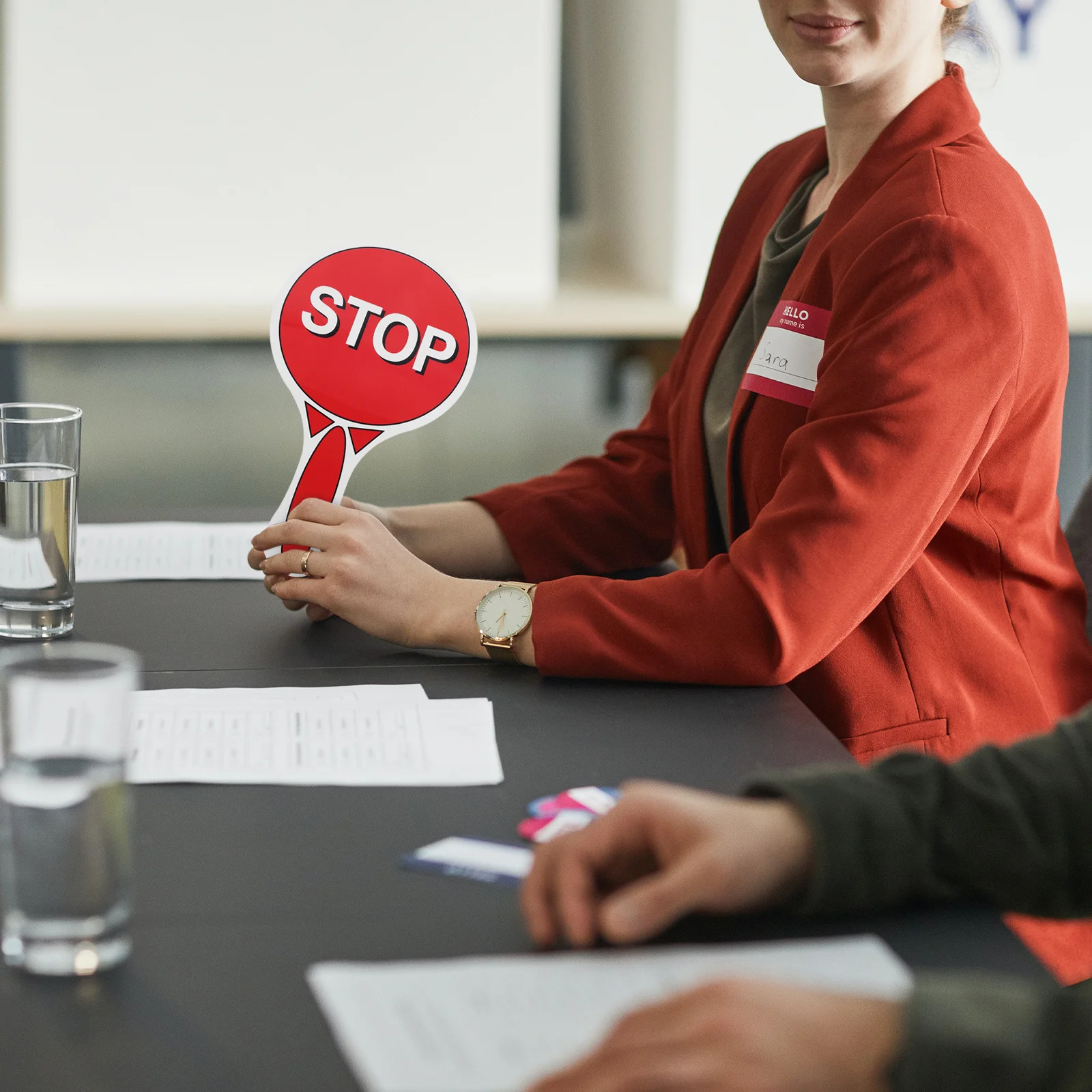 

Kindergarten Traffic Safety Education Handheld Signs Portable Voting Board Red Light Stop Interactive Learning Tool