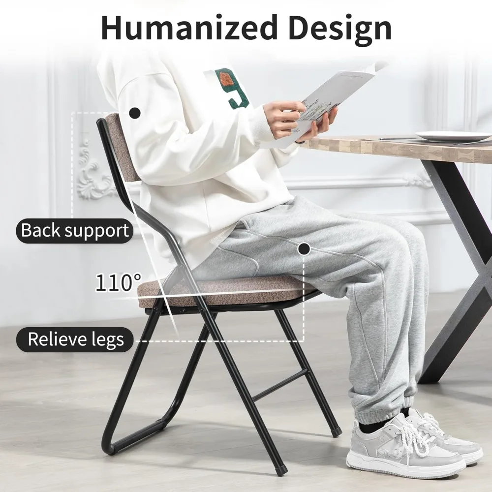 Padded Folding Chairs 4-Pack - Cushioned, Portable Dining Chairs for Kitchen, Extra Guest Seating Solutions