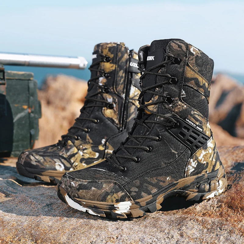 Camouflage Men's Tactical Boots Desert Combat High-top Trekking Shoes Men Mountaineering Shoes Hiking Boots Men's Outdoor Boots
