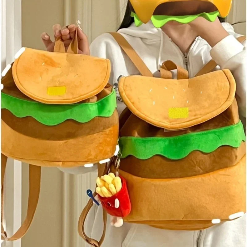 New Women Backpack Hamburger Shape Drawstring Adjustable Daily Bag Multi-function Bag Pack Shopping Bag Birthday Gift