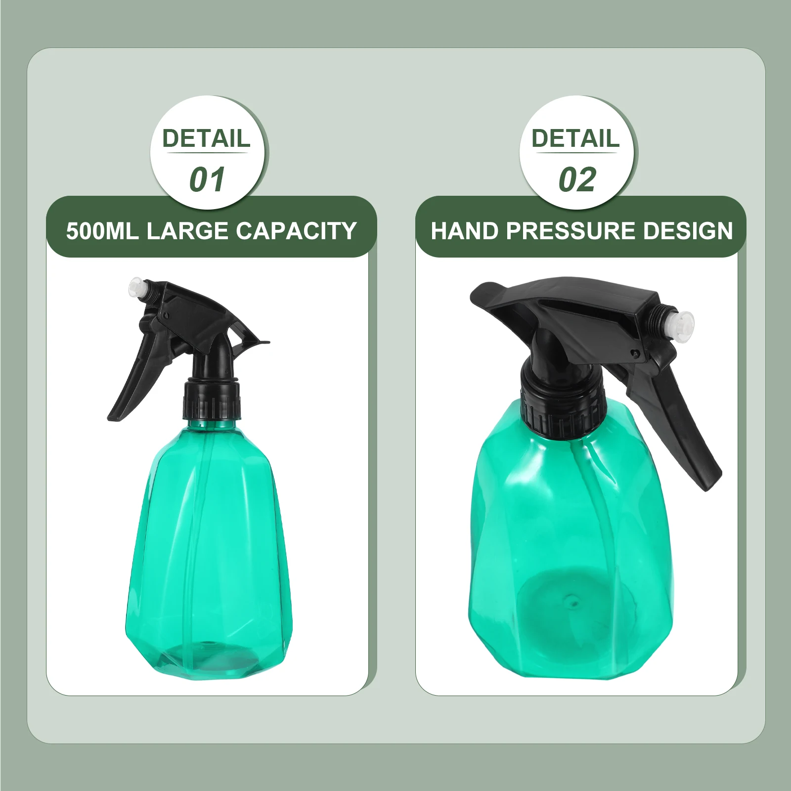 

2 Pcs 500ml Watering Can H Pressure Spray Bottle Plants Indoor PP Garden Sprayer Reusable Portable Planter Transparent Pot