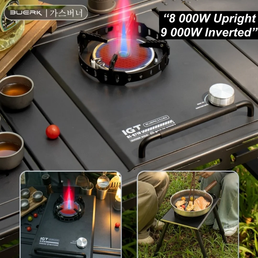 BUERK 9000W Infrared Gas Stove IGT One-unit Stove Support Standing Use Direct Flame Gas Burner Head Windproof Pressure-Stable