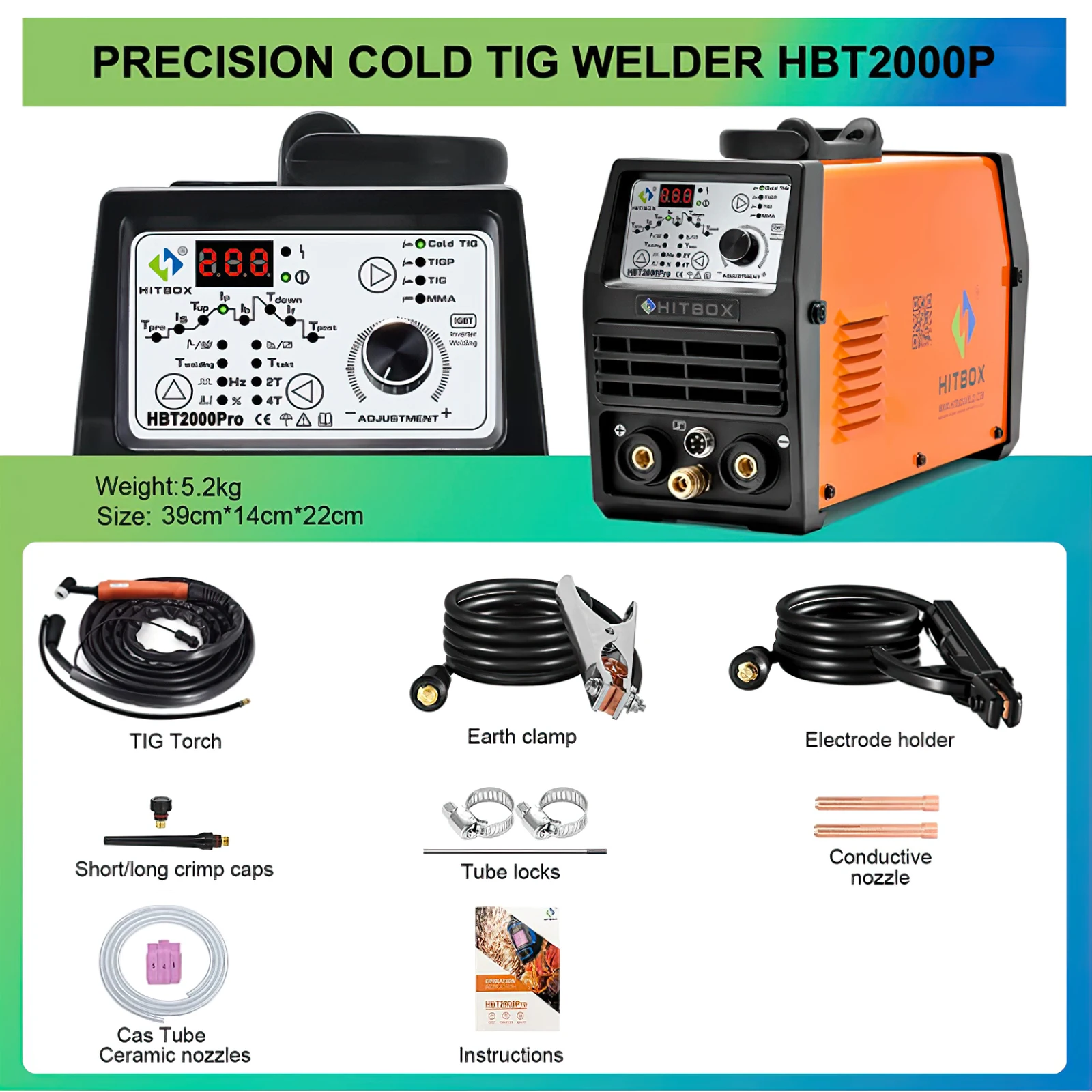 GOOD SALE HBT2000Pro PULSE Welder 4 in 1 ARC/ TIG/ TIG Pulse/ Cold TIG Function 2T 4T Semi-Auto Welding Machine
