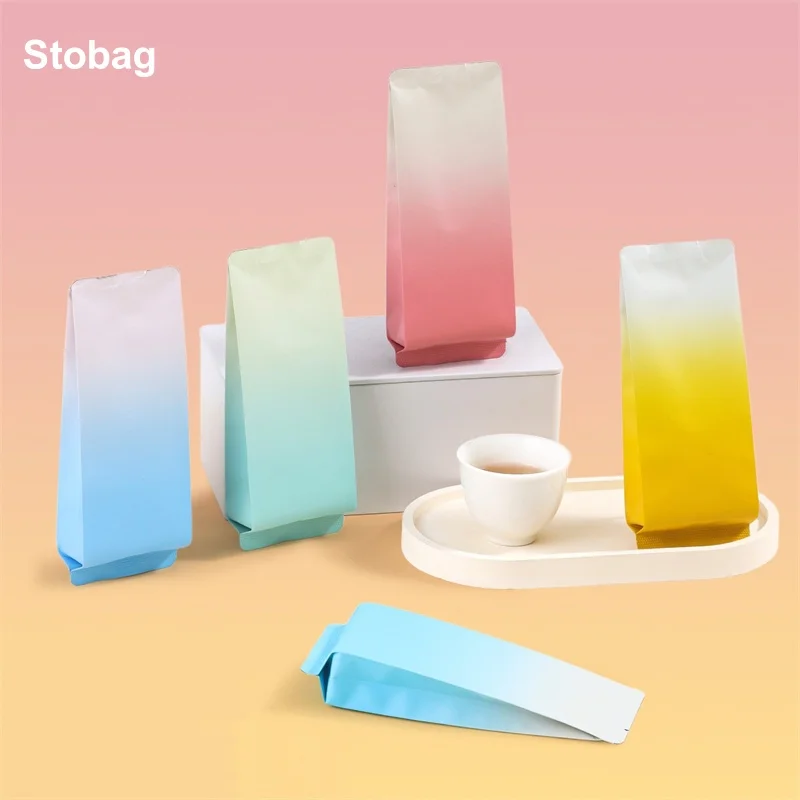

StoBag 50pcs Colorful Aluminum Foil Packaging Bag Long Small Plastic Sealing for Coffee Tea Powder Storage Pouches Portable