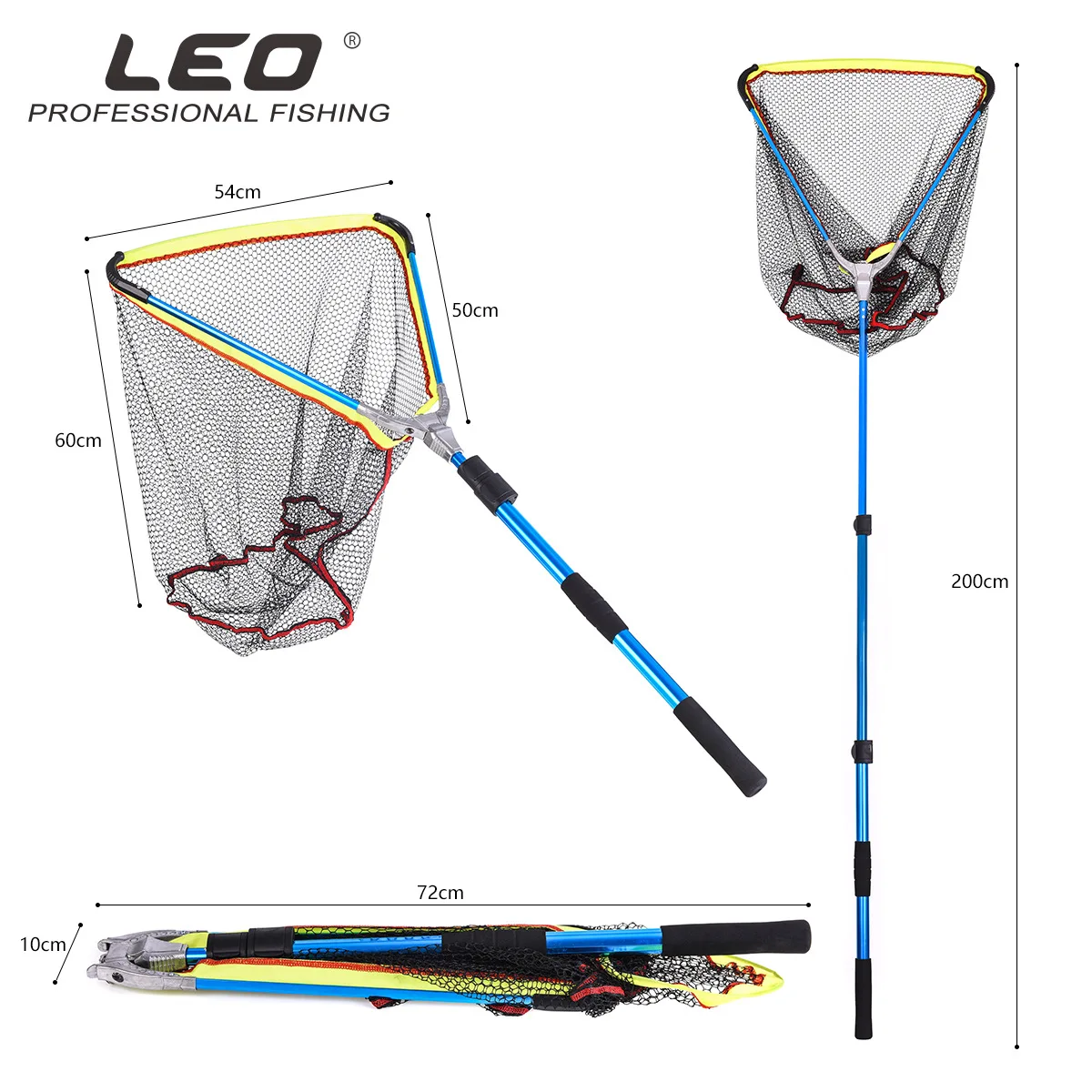 Retractable Fishing Net Telescoping Foldable Large Triangular Fishing Net Landing Net Pole Folding Landing Net For Fly Fishing
