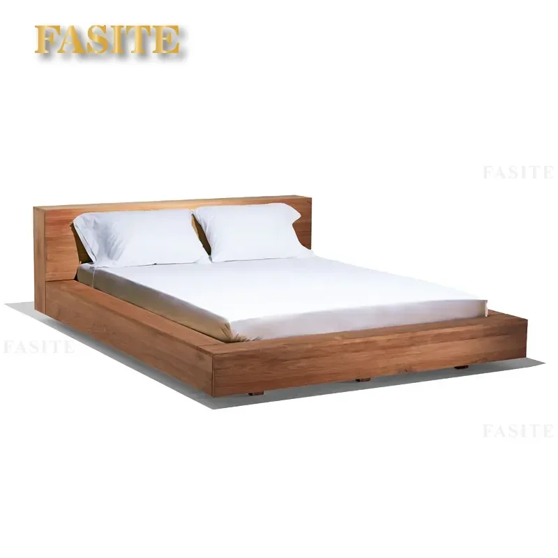 For 2m x 2m Double Bed Frame Nordic Pure Solid Teak Wood Master Bedroom Furniture Durable Minimalist Design
