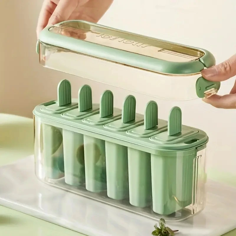 1 Set Ice Pop Maker Popsicle Mold (6 Molds )-Easy Homemade Popsicle Maker With Portable Container, Fill It.-Easy Remove Mold