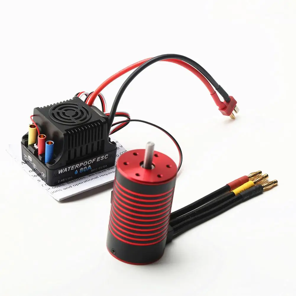 

3660 Brushless Motor 2600kv/3100kv/3800kv/4200kv With 80a Brushless Esc Compatible For Wltoys Rc Car 1/8/1/10 Tamiya