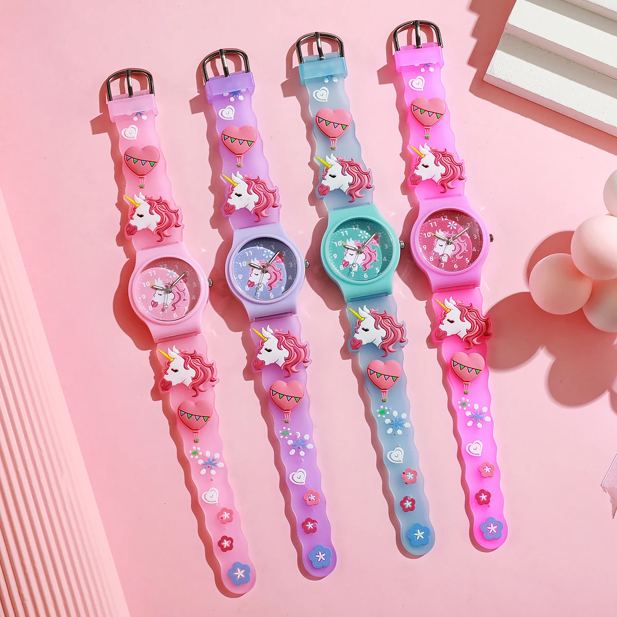 Moda tendência carinhosa unicórnio padrão silicone relógio de pulso de quartzo, adequado para presentes de natal e halloween