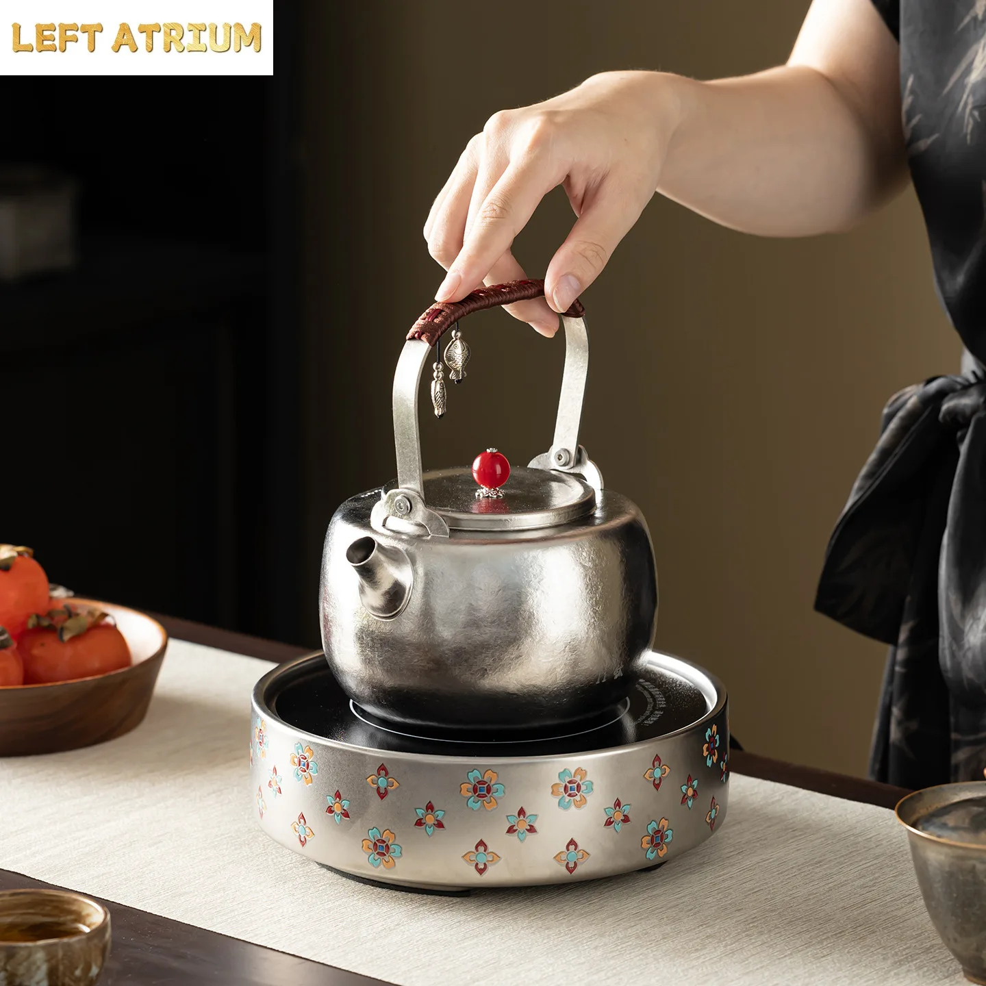 1120ml Pure Titanium Water Kettle With Anti-scald Handle For Home Use,Outdoor Camping,Picnics,Single-layer Antibacterial Tea Set