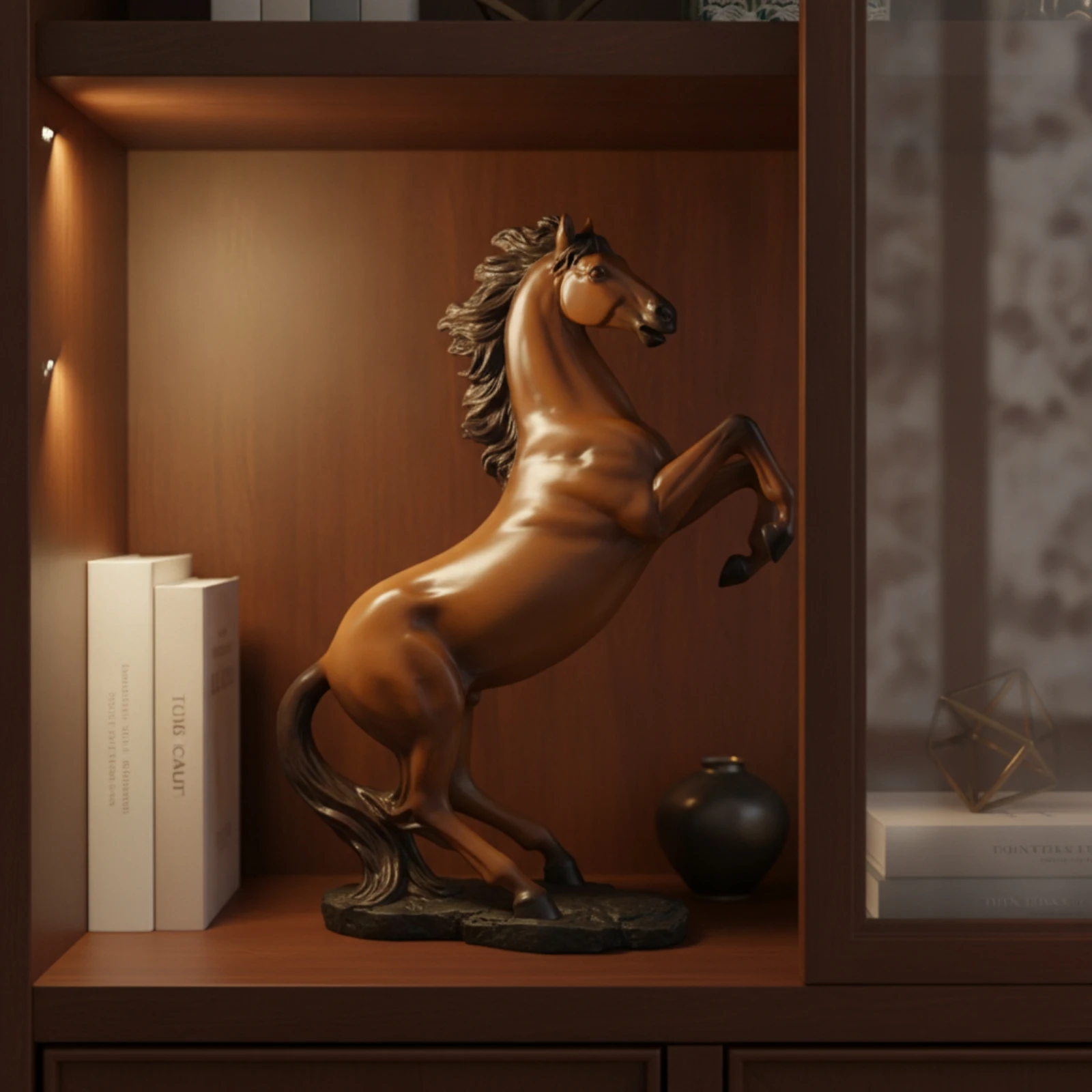 Horse Figurine Rearing Horse Sculpture Home Decor Long-Lasting for Display Cabinet, Office