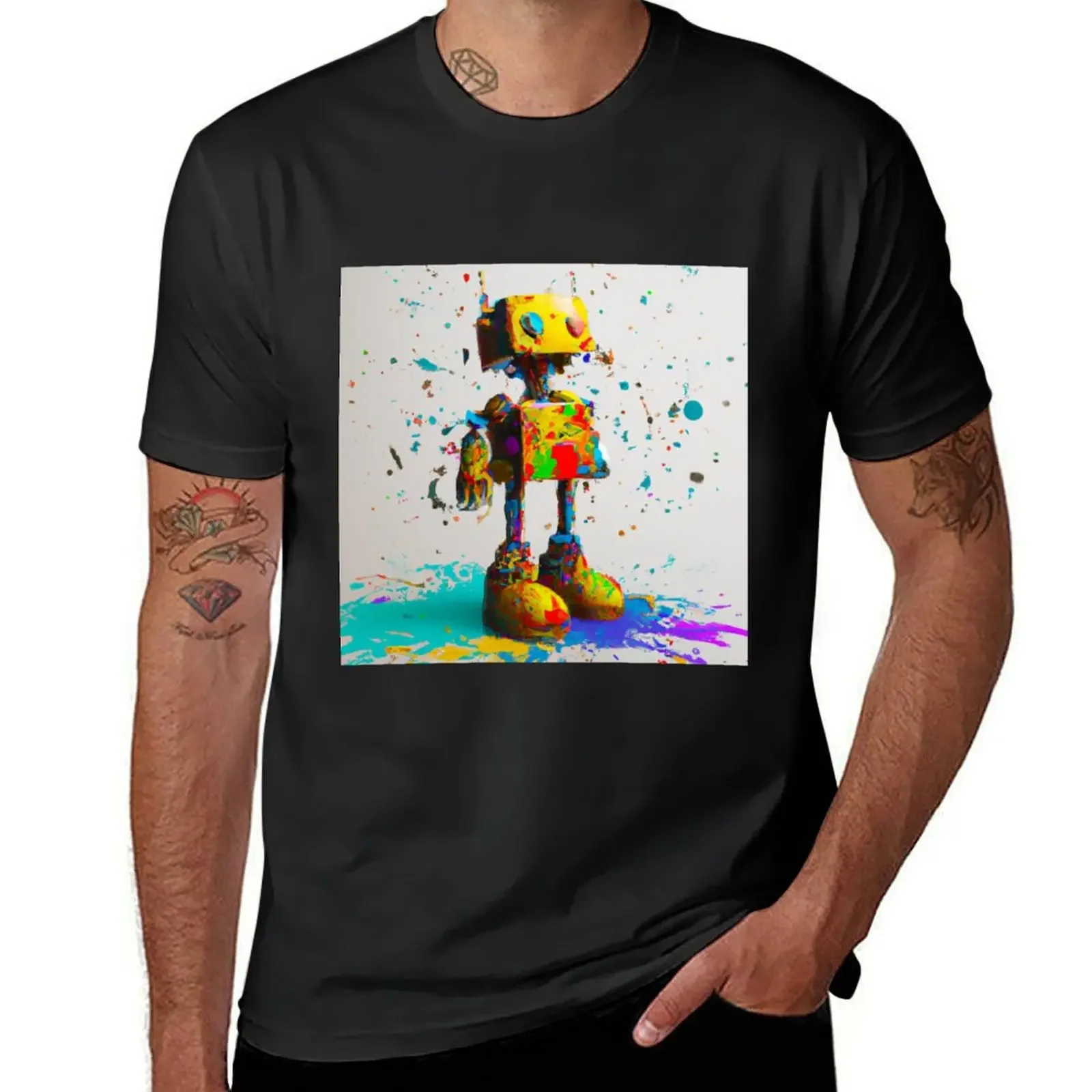 Colour splash AI Robot T-Shirt graphic shirts animal prinfor boys baggy shirts cotton t shirt men