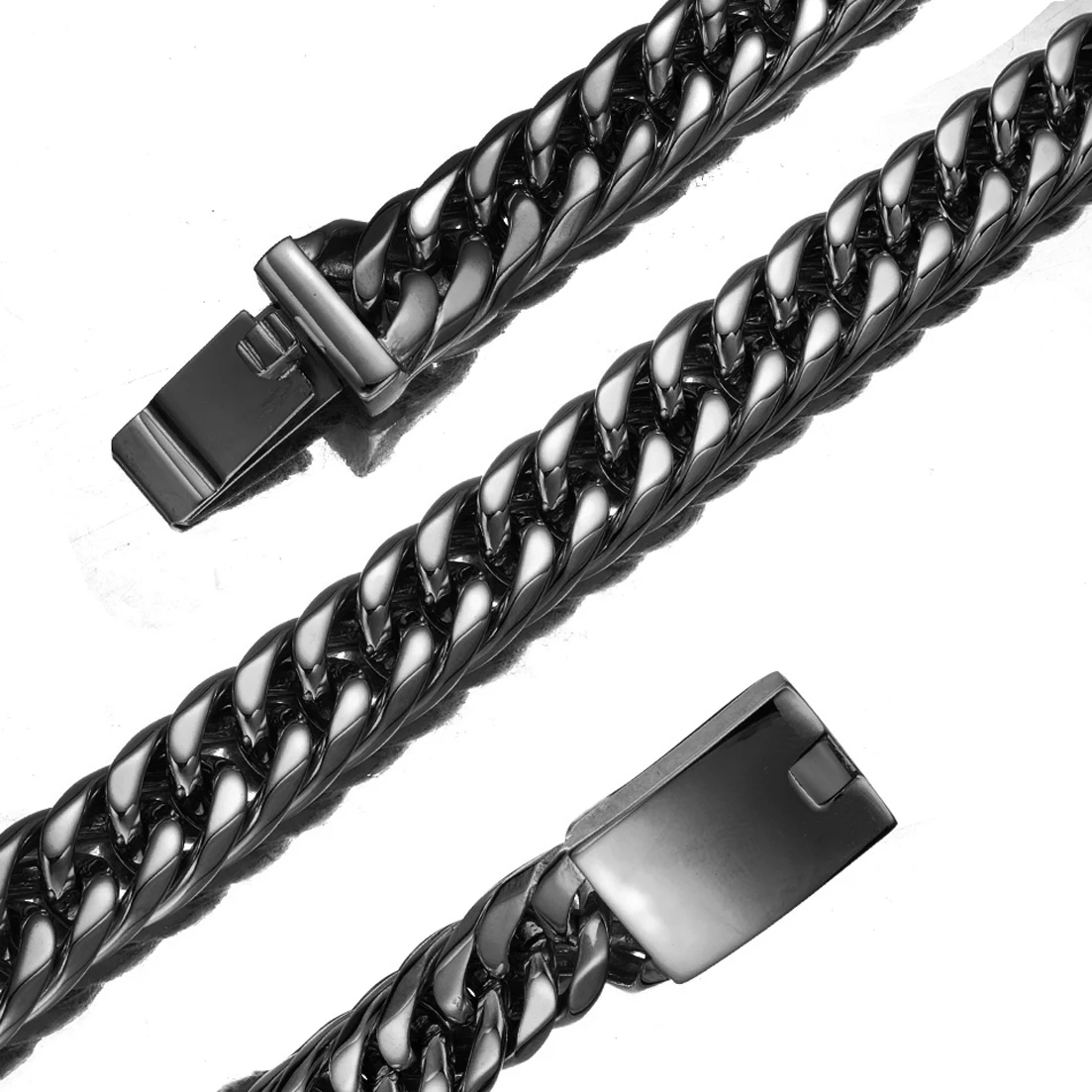 Heavy Polished 13mm/16mm Wide Black Color Curb Chain 316L Stainless Steel Cuban Link Necklace for Christmas Gift