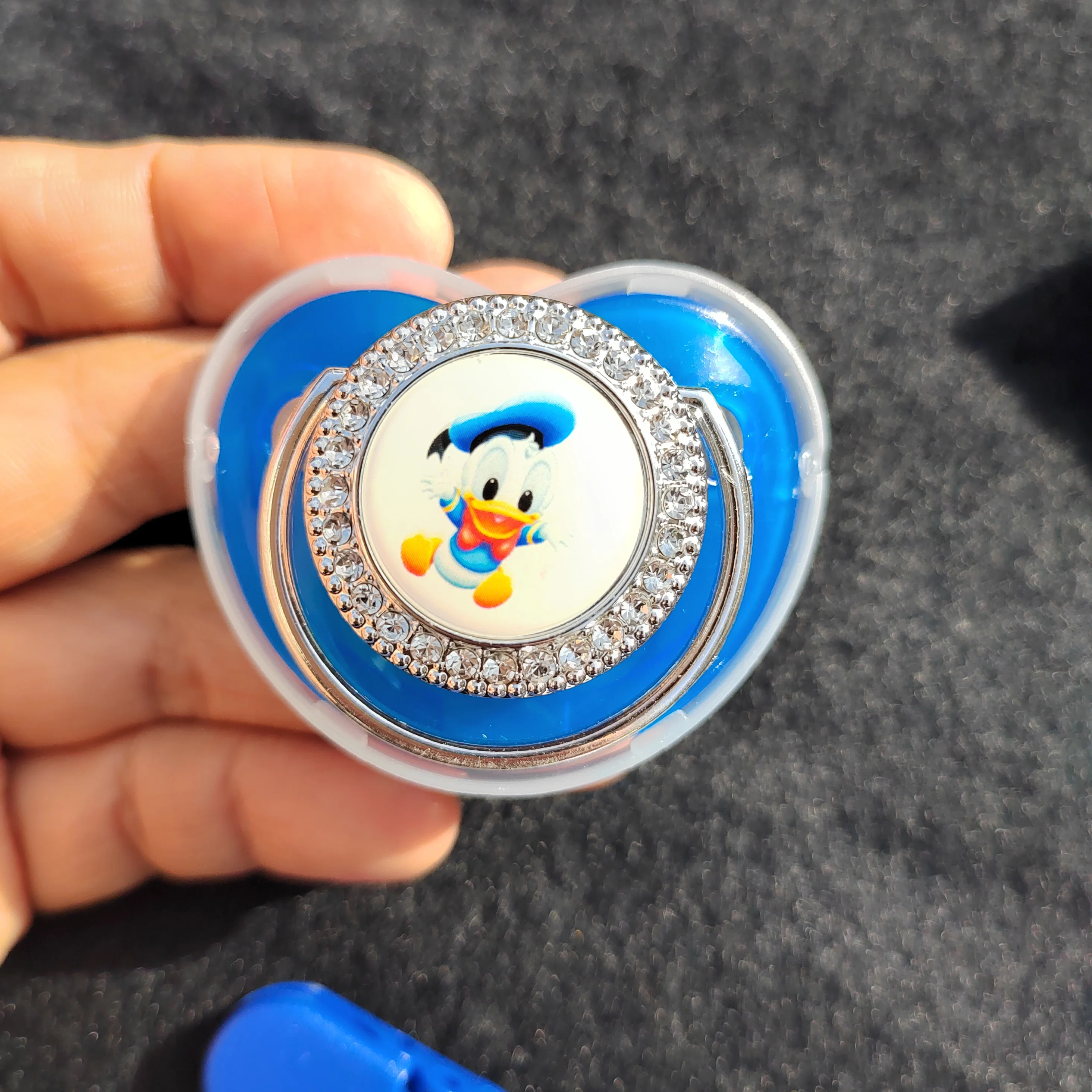 Animal impressão bebê chupeta com pato donald personalizado clipe de corrente recém nascido bpa livre luxo bling chupeta silicone manequim chupeta