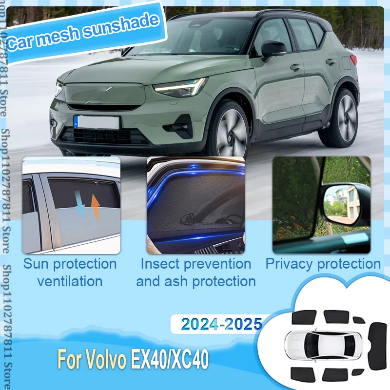 For Volvo EX40 2024 2025 XC40 Recharge Car Mesh Shades Auto  Accessories Window Sunshades Sunscreen Privacy Curtain Sun Visor