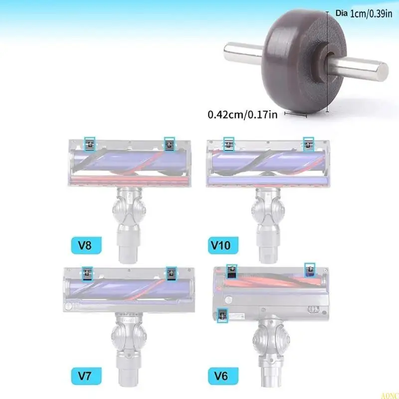A0NC para V7 V10 Cabeça a pó pó Durável rolos ampliados e rodas eixos
