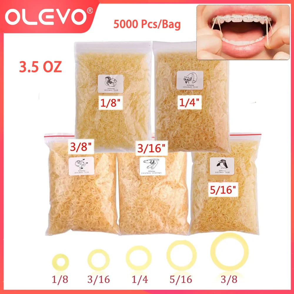 OLEVO 5000 Pcs/Bag Dental Orthodontic Elastic Leagues Rubber Bands Rings Ortho Latex Ligature Ties 3.5OZ Dentistry Materials