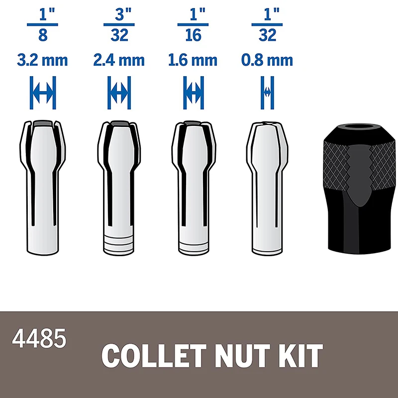 Dremel 4485 5pcs Keyless Chuck Quick Change Collet Nut Set Medium for Grinder Rotary Tool Accessories