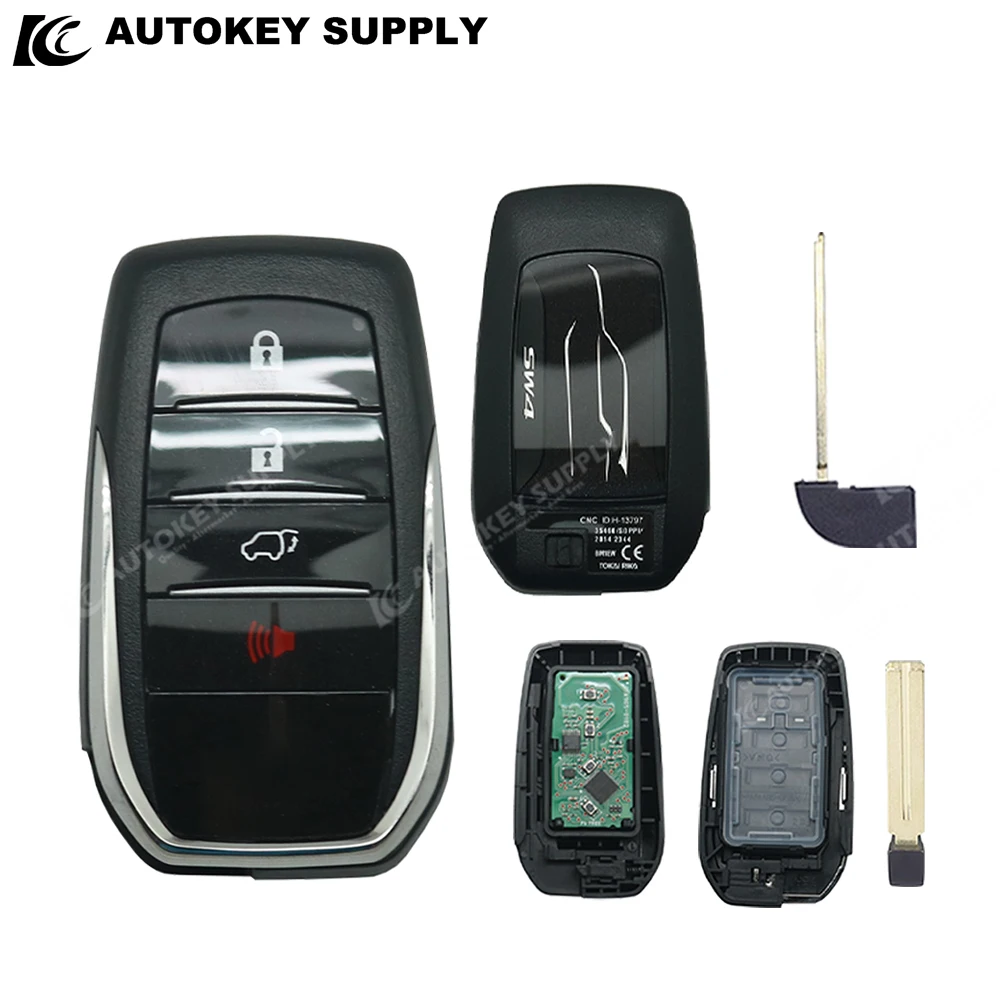 AutokeySupply AKTYS322 3+1 przyciski inteligentny klucz inteligentna obudowa pilota do Toyoty