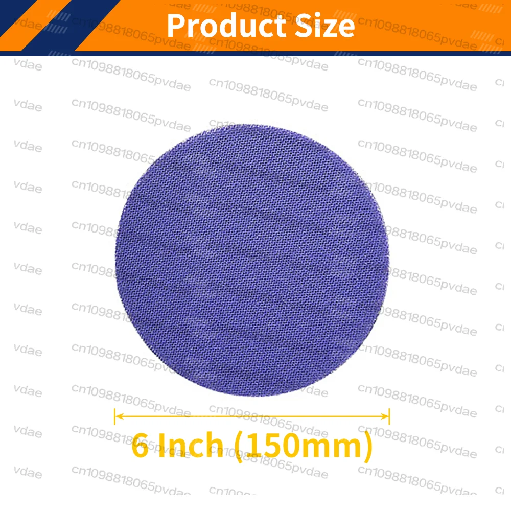 50PCS 6 Inch Mesh Sanding Discs,Dustless Hook & Loop Backing 150mm Purple Ceramic Mesh Sandpaper for Wood,Drywall,Metal,Auto