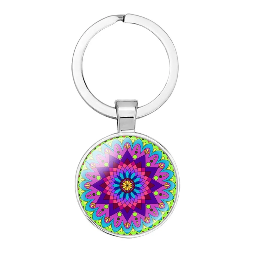 Yoga Mandala Retro Mandala Pendant Retro Flowers Mandala Flowers Fashion Keyring Colorful Vintage