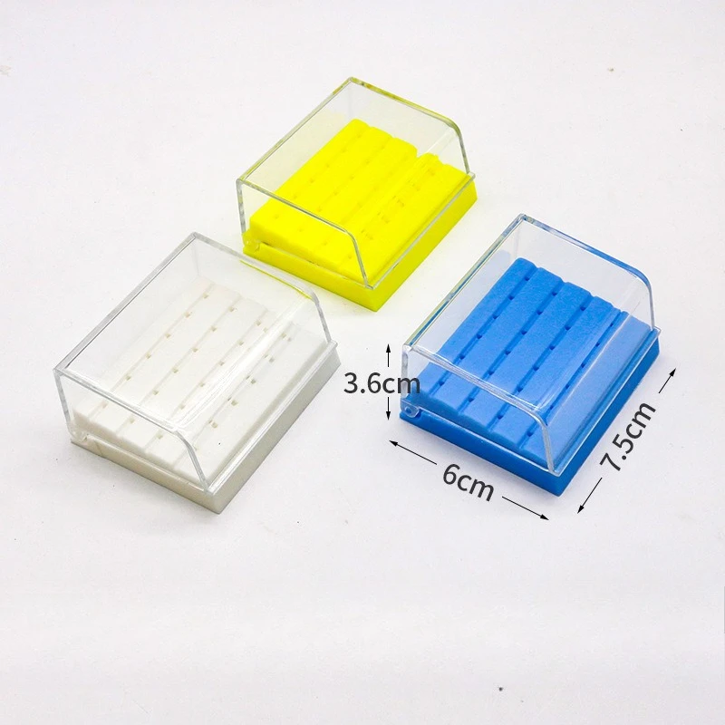 10Pcs 24 Holes Dental Bur Holder Disinfection Carbide Burs Block Drills Case Box Blue/White/Yellow for Dentist Lab Equipment