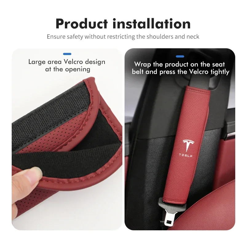 2PCS Car Seat Belt Shoulder Cover Protection Seatbelt Padding For Tesla Model 3 Y S X 2021 Roadster Cybertruck Juguete