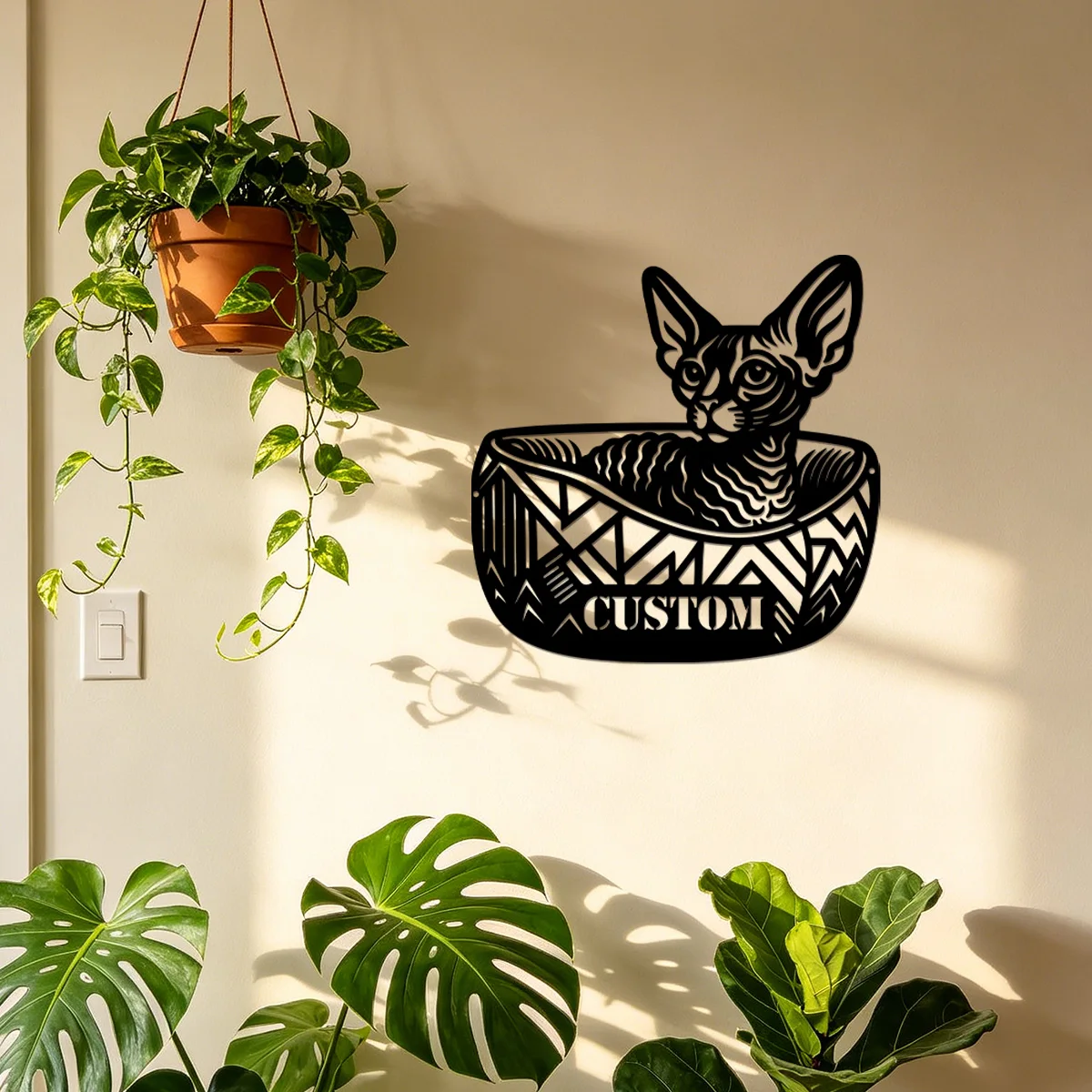 Custom Hairless Cat Name Sign, Metal Cat Lover Wall Art Home Decor Personalized Pet Decor, Living Room Entry Plaque Cat Mom Gift
