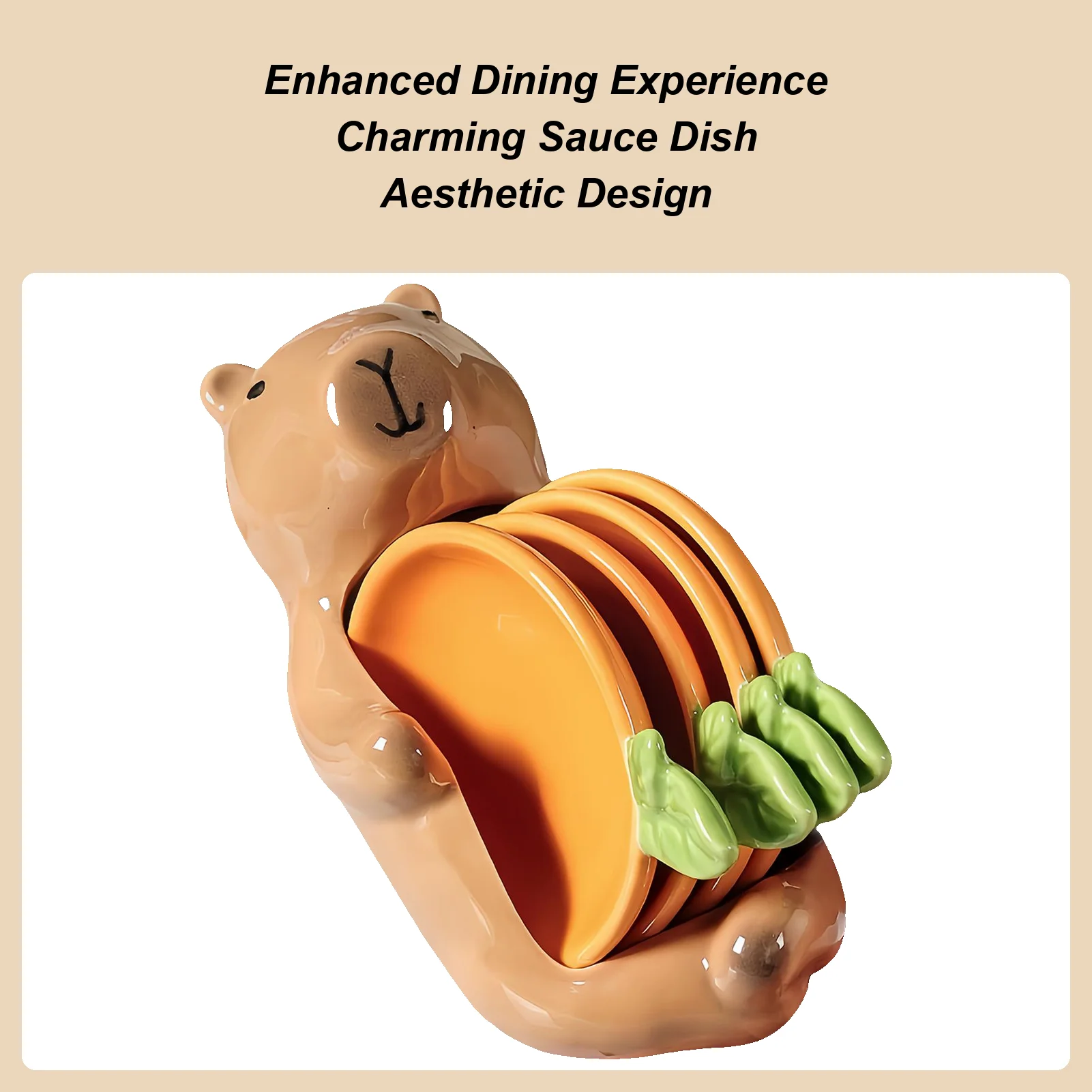 

Блюдо для соевого соуса, керамический контейнер для приправ с держателем для капибары, блюдо для соуса для дома, курят, ресторан, клецки, закуски