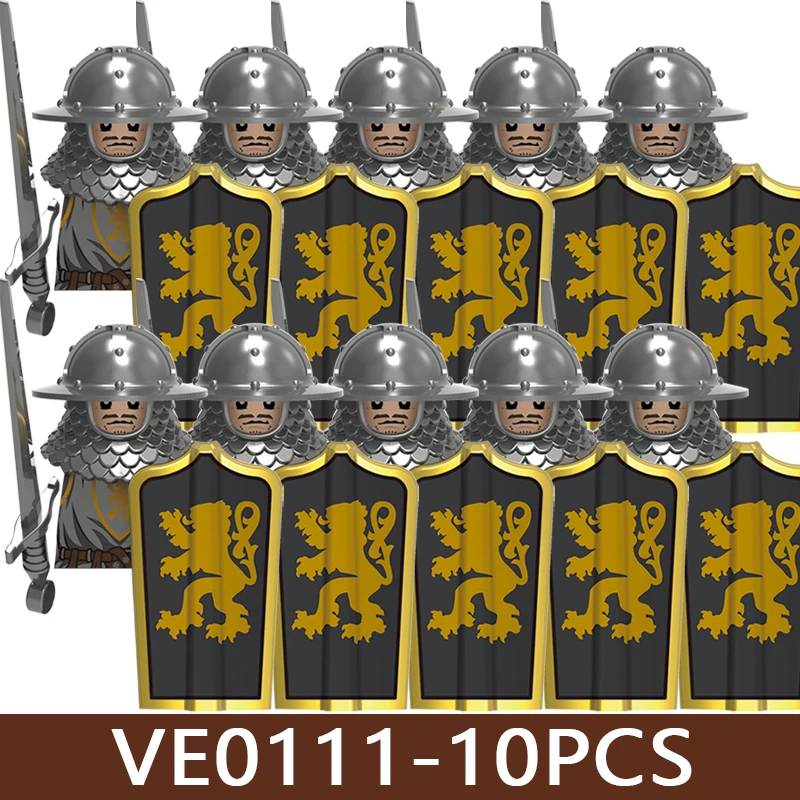 Mittelalterliche Militär-Soldatenfiguren Armee-Bausteine Burg-Ritter Kreuzfahrer Kommandant Krieger Rüstung Zubehör Bausteine Spielzeug