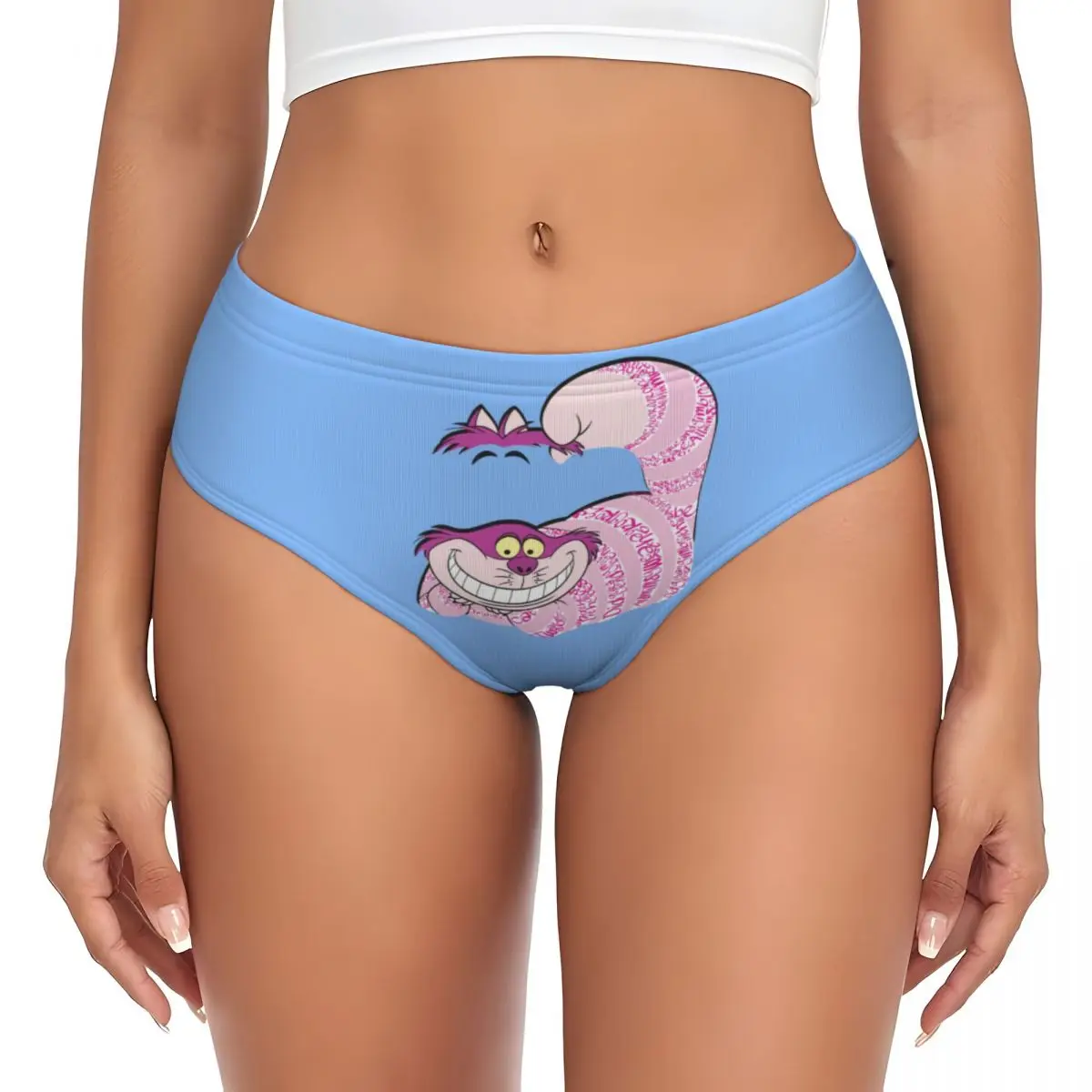 Custom Alice In Wonderland The Cheshire Cat Brief Panties Women's Comfort Stretch Underwear