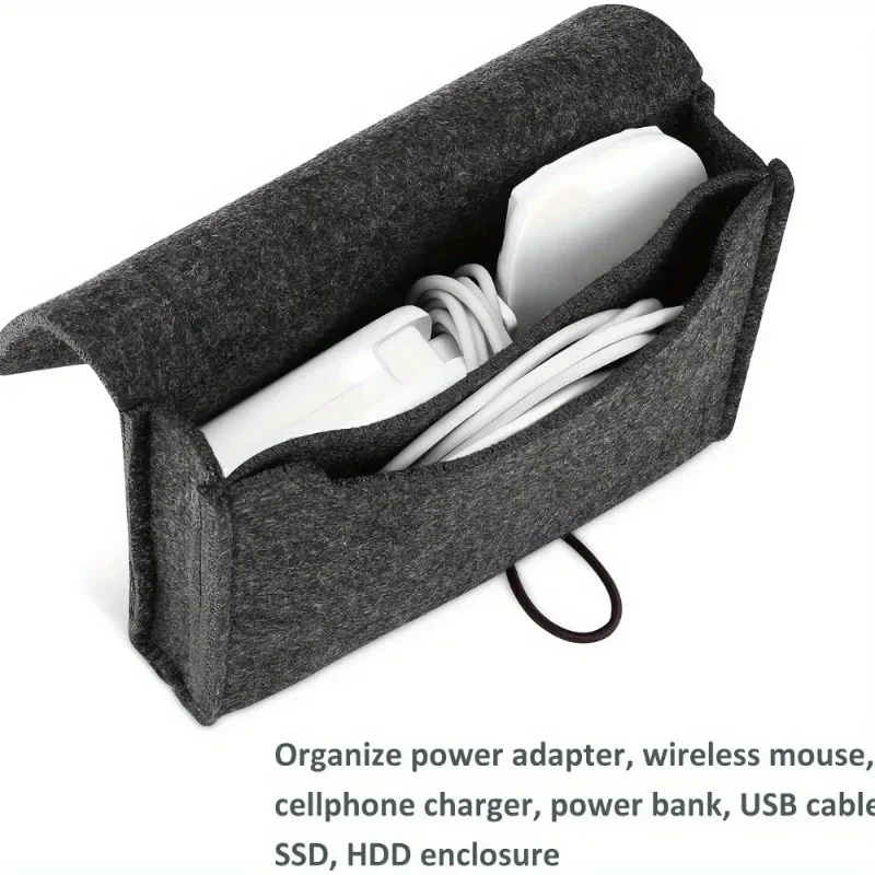 1pc  Power Adapter Case Storage Bag, Felt Portable Electronic Accessories Storage Bag