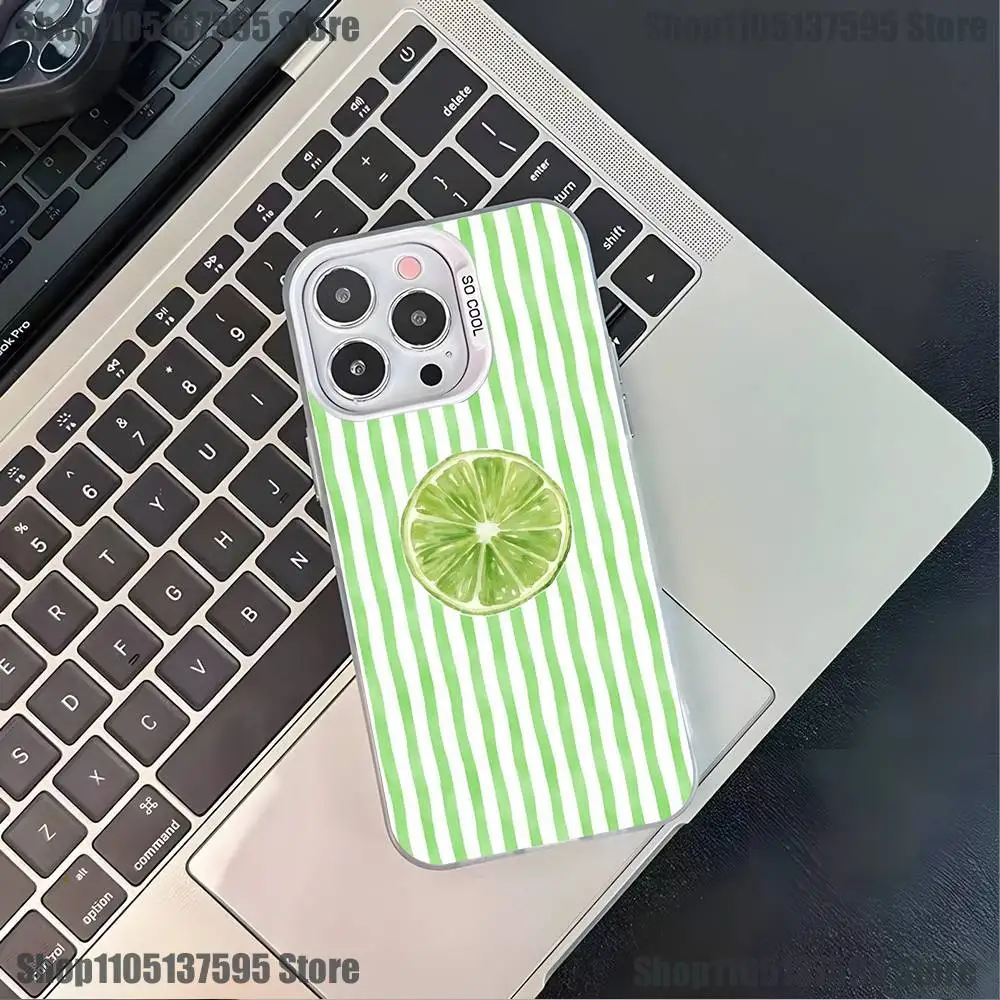 Casing HP Buah Musim Panas Segar Lemon Ceri Untuk iPhone 17,16,15,14,13,12,Pro,XS,Max,Plus,Mini,SE4,E Putih Matte Anti Benturan